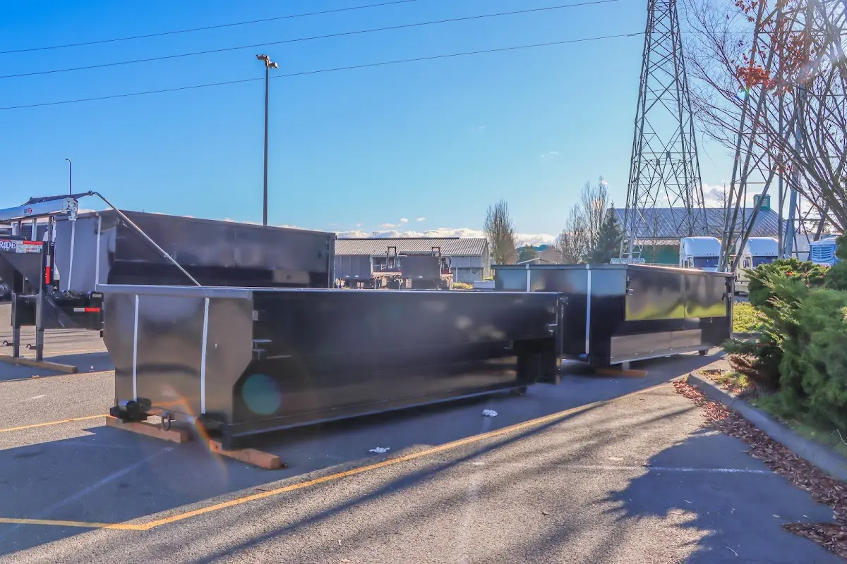 Roll-off dumpster ready for waste disposal at job site for Construction Dumpster Rental in Meridian